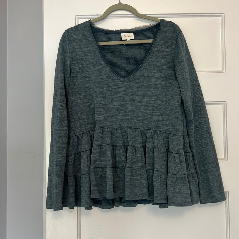 Free People Slate Blue Babydoll Top